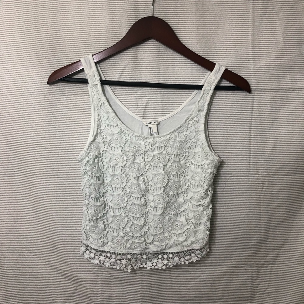 White cropped Lace Top